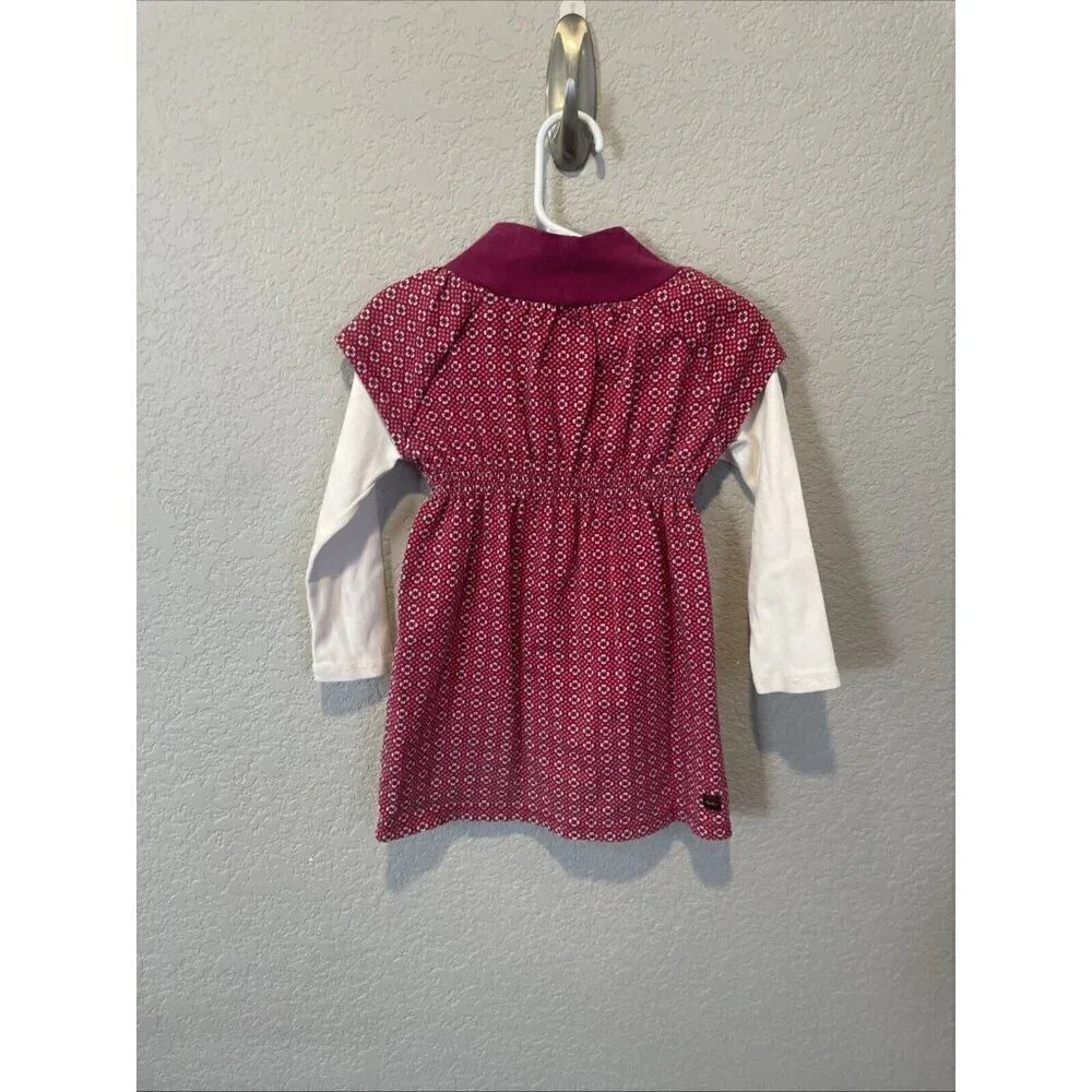 TEA COLLECTION Girls Dress- Sz 2 - Pink/Fuschia FLORAL Pattern Long Sleeve
